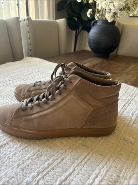 Vince Men's Suede Mid-Top Sneakers in Taupe